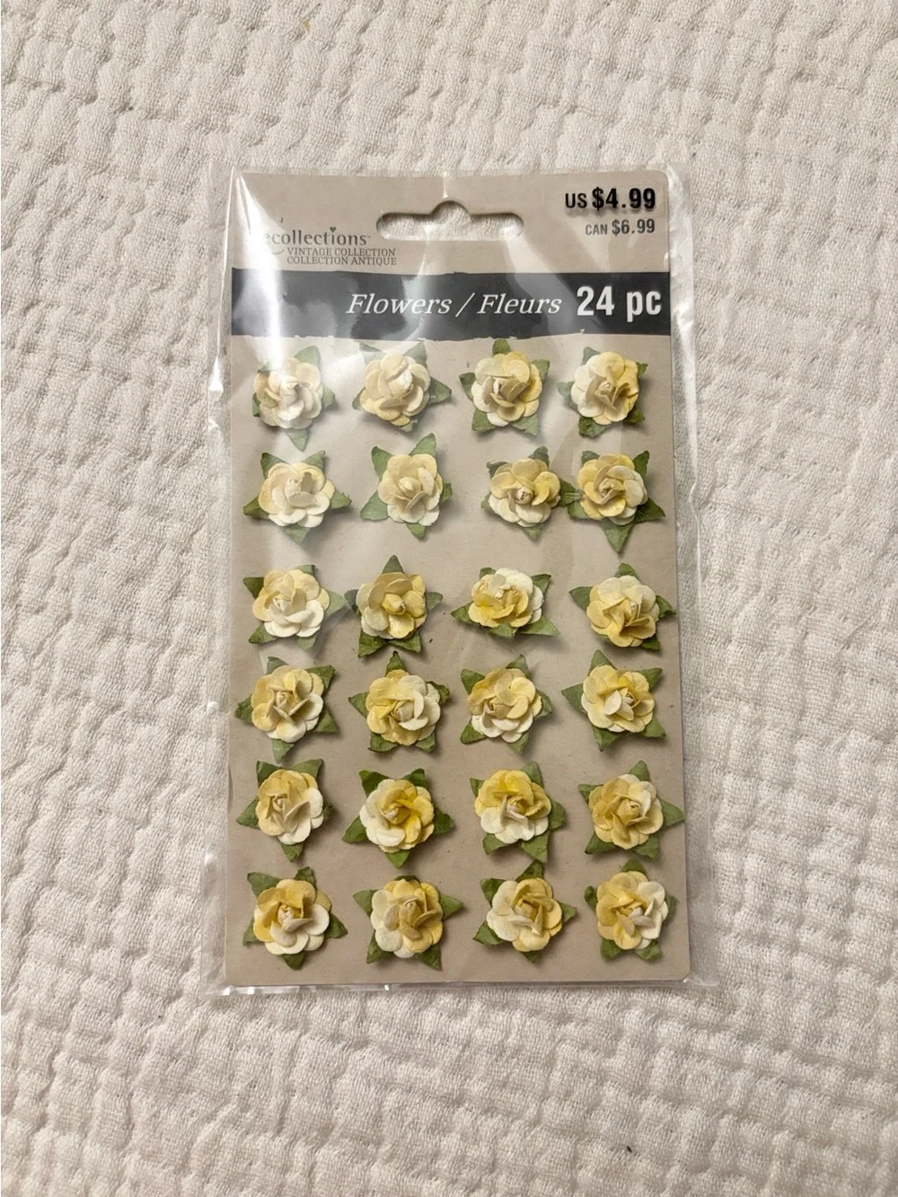 $5 add on 💘 NWT Recollections Decorative Yellow Rose Flower Embellishments 24 Pc - Picture 1 of 1